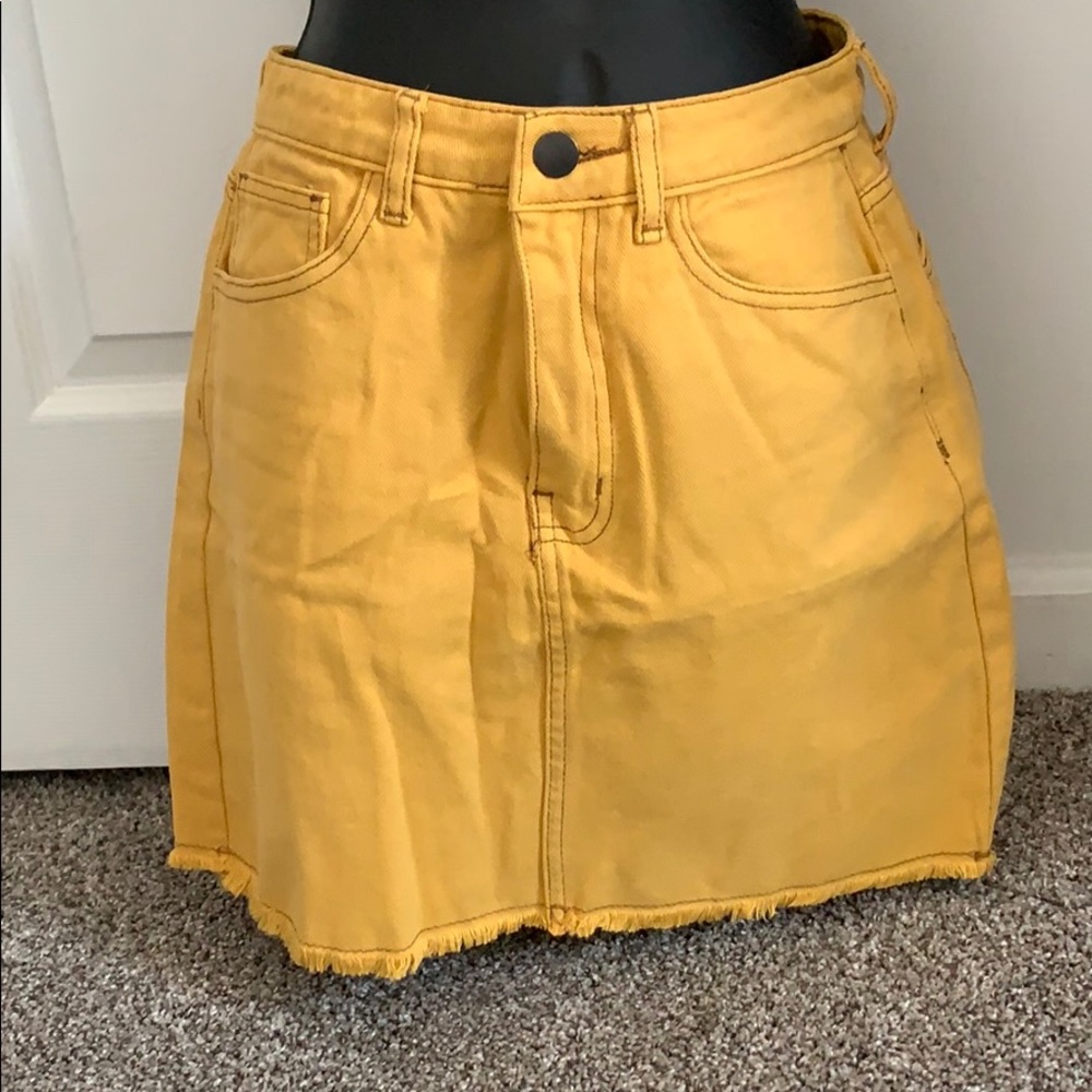 PrettyLittleThing Yellow Denim Skirt